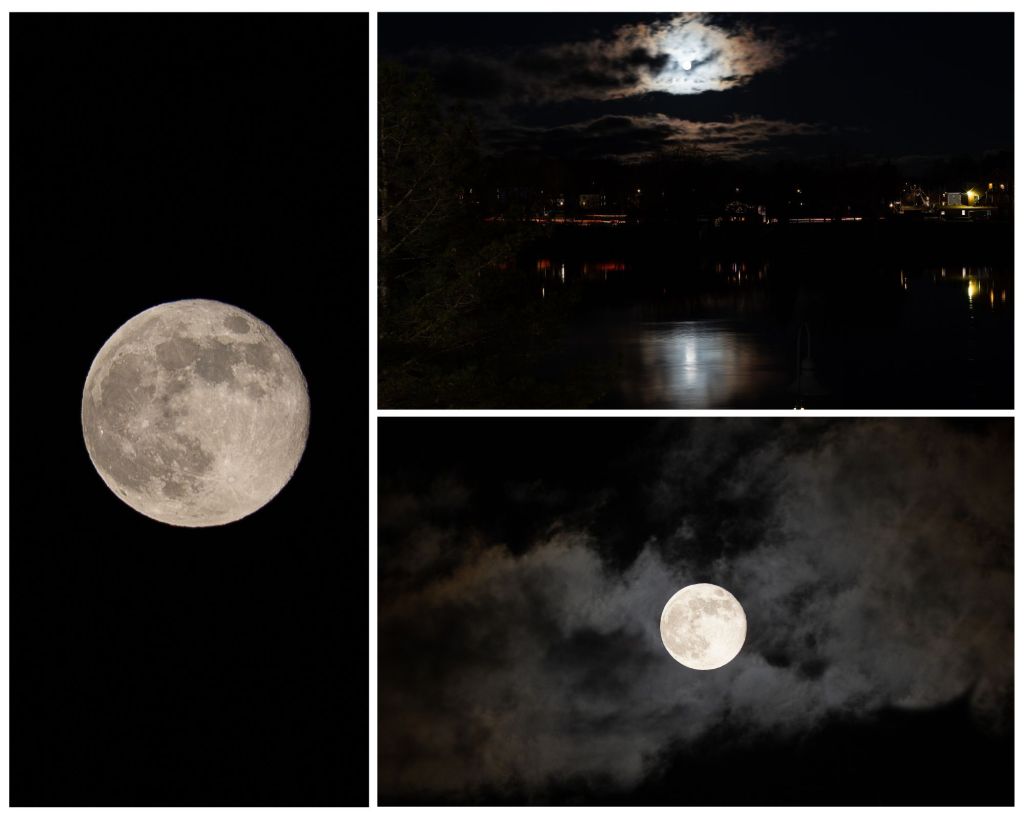 photo collage of three full moon photos